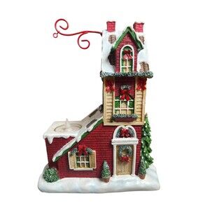 Yankee Candle Hanging Tart Warmer Red Holiday House Christmas Rare Collectible